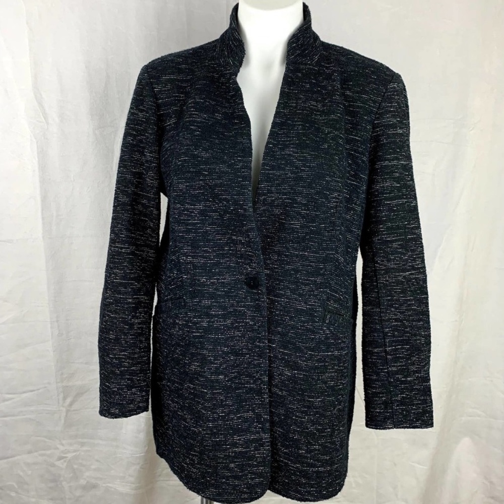 Eileen Fisher Black and Gray Textured Blazer Cardigan